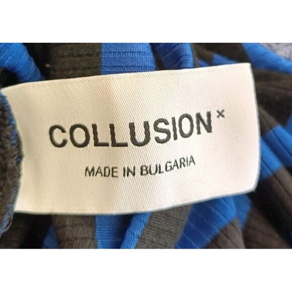 Collusion Maxi Dress Size 8 Blue Bodycon Striped Ribbed Turtleneck Long Sleeve - Picture 4 of 6